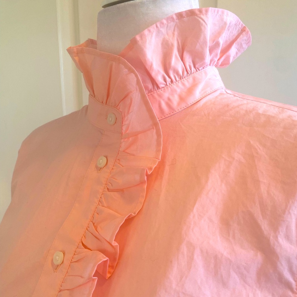 J. Crew Pink Ruffle Front Button Down Shirt 🩷🩷🩷